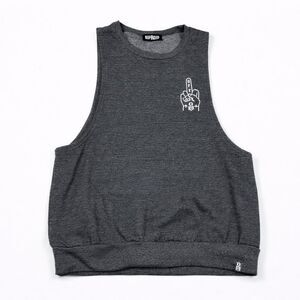 Rebel 8 GFY Womens Fleece Muscle Tank Gray Sleeveless Shirt Casual Top SMALL